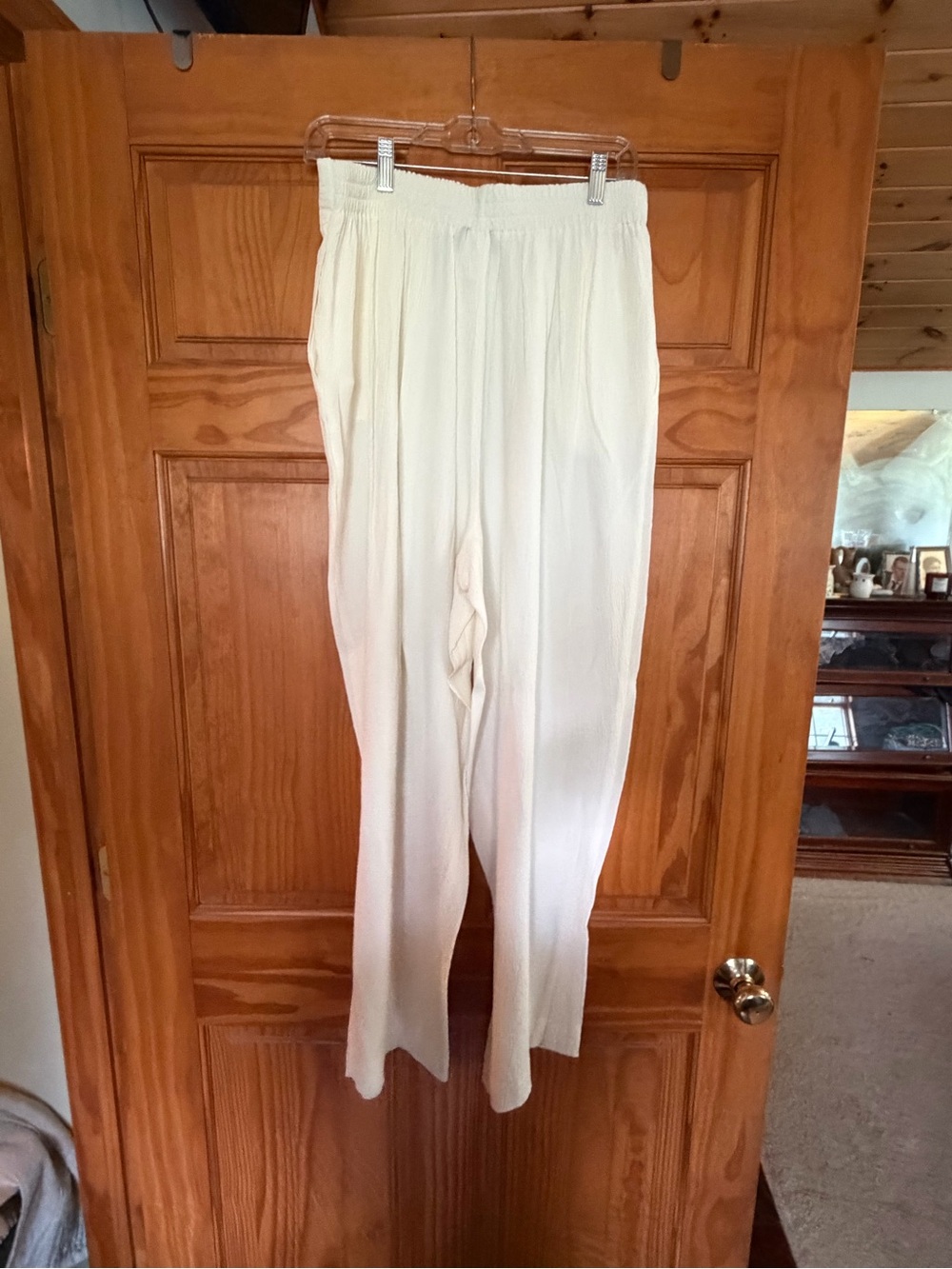 Carole Little Cream Wide-Leg Elastic-Waist Pants size 8